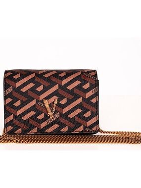 Versace La Greca monogram wallet on a chain